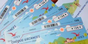 Chèques-vacances ANCV d’un montant de 10 euros, émis par l’Agence Nationale pour les Chèques-Vacances