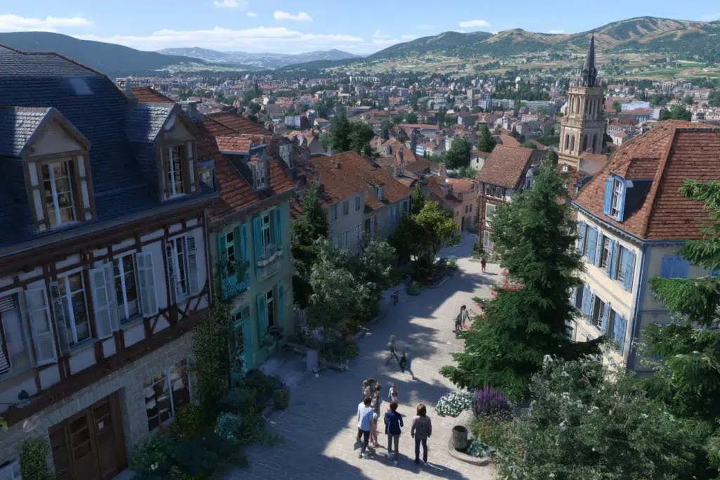 Vue du centre-ville de Belley (01300) dans l’Ain, illustrant le cadre local du cabinet OPALE, expert-comptable à Belley.