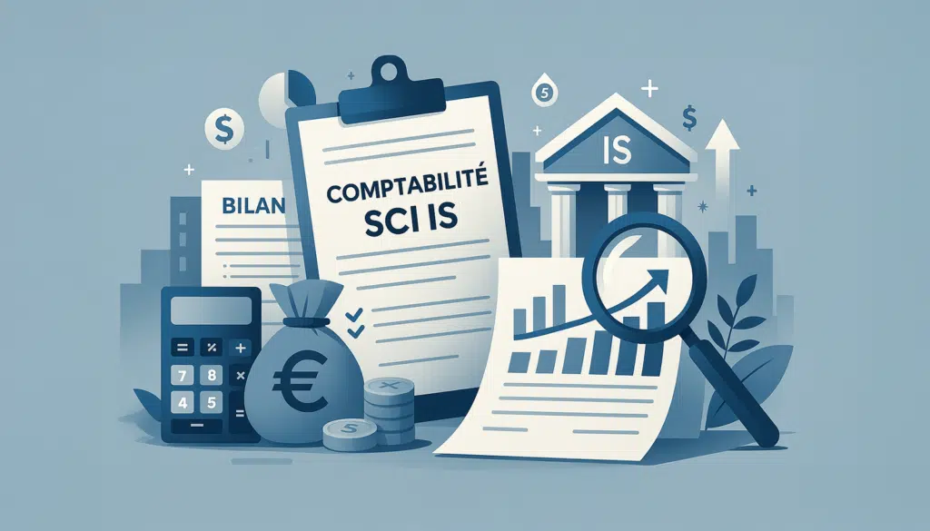 Illustration de la comptabilité d’une SCI à l’IS : bilan comptable, calcul des résultats, fiscalité et suivi financier.
